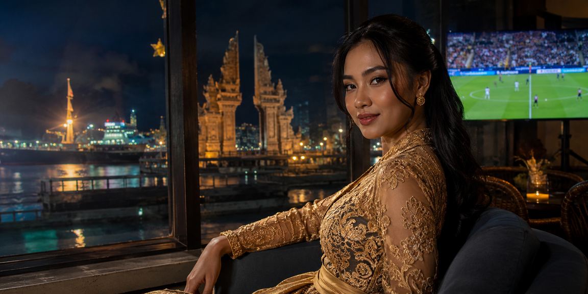 Pengguna perempuan mengakses platform betting sambil minum kopi di kafe Vietnam yang nyaman
